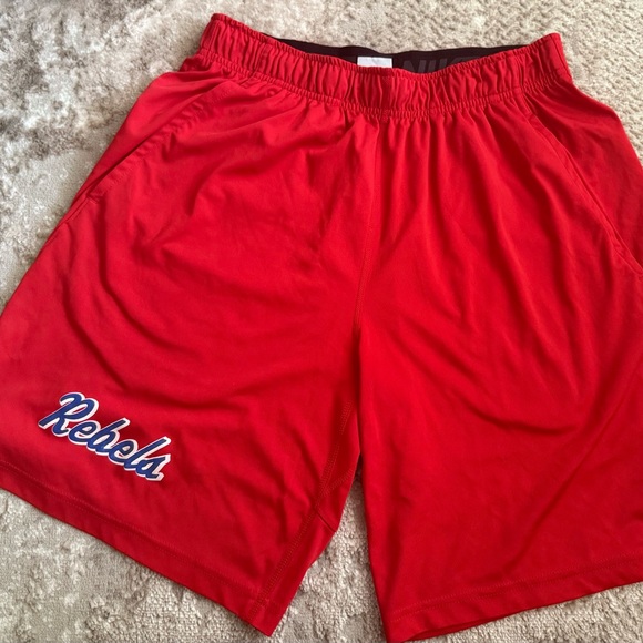 Nike Ole Miss Rebels Red & Blue Drawstring 11 Inseam Basketball Shorts: - Picture 1 of 7